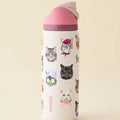 Owala Pink Cat Collage 32Oz Insulated Water Bottle with Adorable Cat Designs and Pink Lid for Hydration