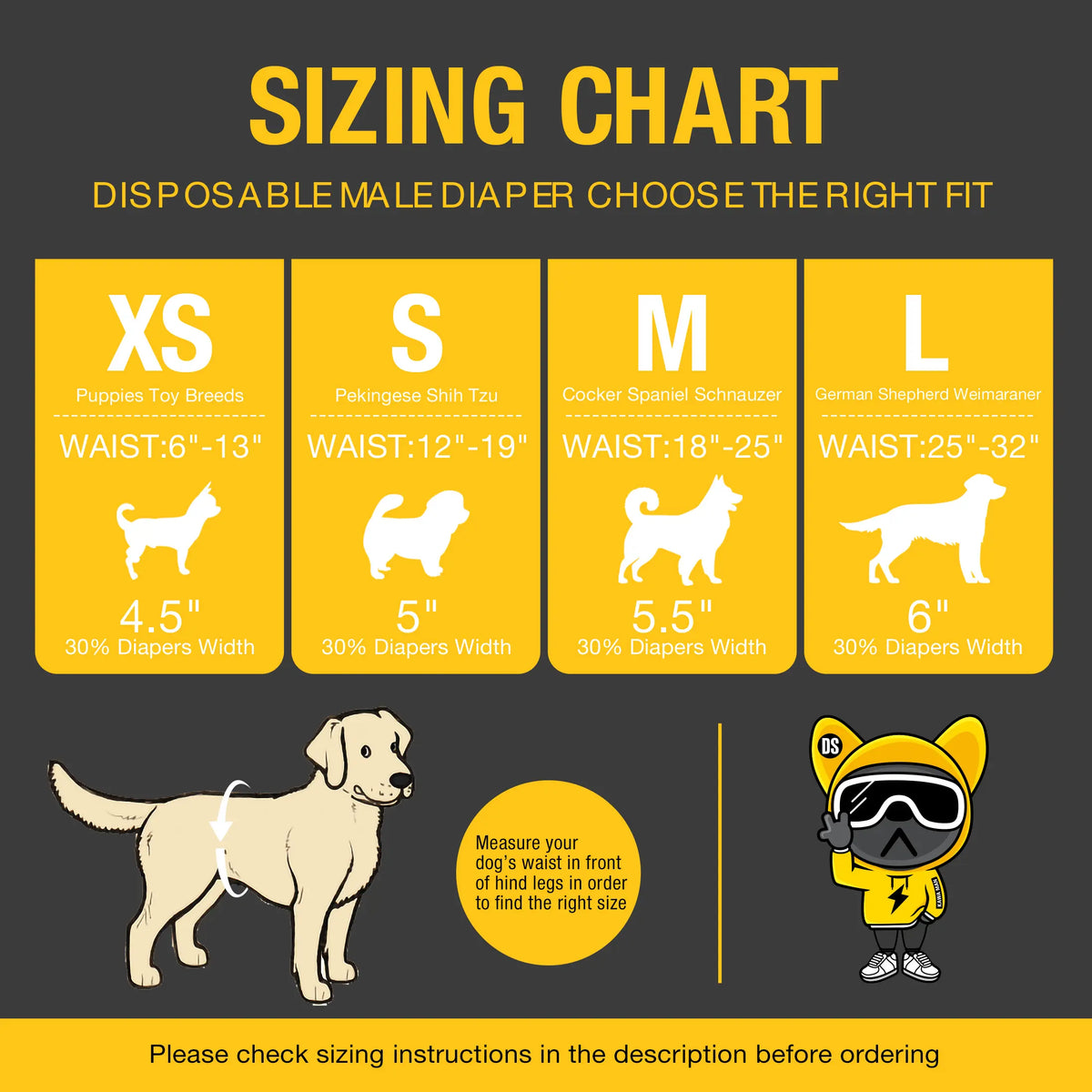 【Sohochic】 Dono Disposable Male Dog Wraps - Multi-Size (Including Small) Dog Diapers with Elastic Waistband, Fasteners, Wider Belly Bands, Thicker Core, Super Absorbent, Leak-Proof Fit for Travel, Excitable Urination (Many Uses, No Mess)