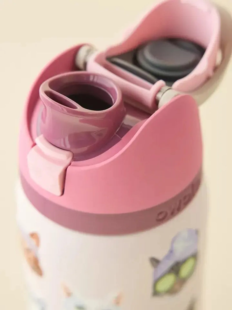 Owala Pink Cat Collage 32Oz Insulated Water Bottle with Adorable Cat Designs and Pink Lid for Hydration