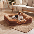 Sweetcrispy Large Orthopedic Memory Foam Pet Bed with 3-Sided Bolsters - 20"L x 24"W x 8"Th, Waterproof Detachable Cover, Non-Slip Base, Joint Relief, Consistent Support, Pressure Relief, Supportive Sofa, 24 to 48 Hour Recovery Time
