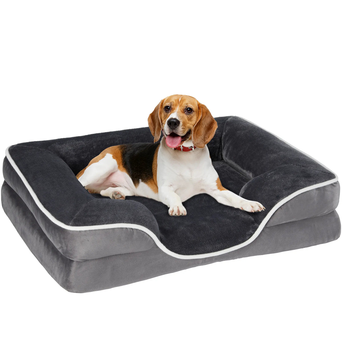Sweetcrispy Large Orthopedic Memory Foam Pet Bed with 3-Sided Bolsters - 20"L x 24"W x 8"Th, Waterproof Detachable Cover, Non-Slip Base, Joint Relief, Consistent Support, Pressure Relief, Supportive Sofa, 24 to 48 Hour Recovery Time