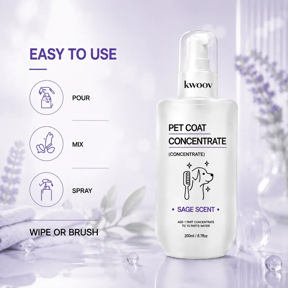 Stop Bathing Your Pet so Often – Waterless Concentrated Dog Grooming Spray with Silk Protein & Keratin, No-Rinse Coat Conditioner That Refreshes Fur, Softens Coat and Helps Eliminate Odors, Makes 67.6 Fl Oz
