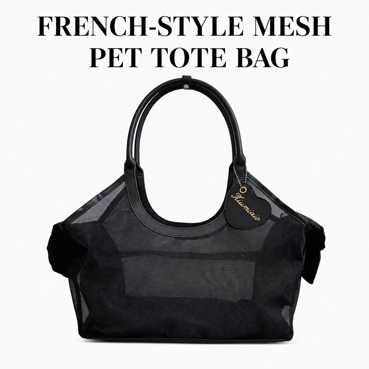 French Retro Lightweight Mesh and Synthetic Leather Pet Carrier for Small Dogs and Cats - Open Top Design with Breathable Cooling Airflow, Available in Black, Silver, and Coffee Options, Perfect for Outings