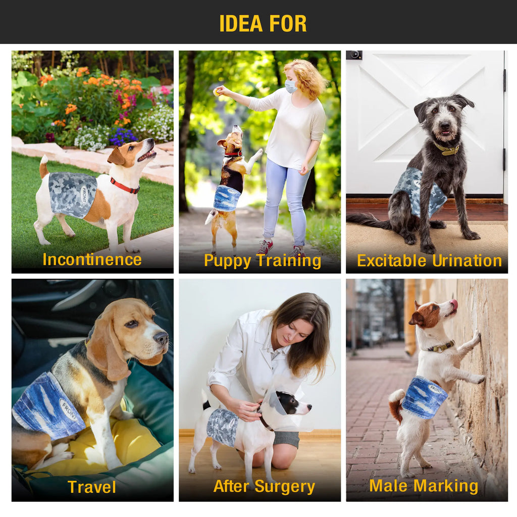 【Sohochic】 Dono Disposable Male Dog Wraps - Multi-Size (Including Small) Dog Diapers with Elastic Waistband, Fasteners, Wider Belly Bands, Thicker Core, Super Absorbent, Leak-Proof Fit for Travel, Excitable Urination (Many Uses, No Mess)
