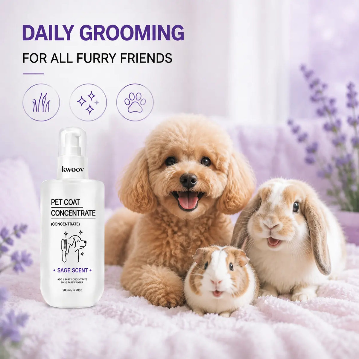 Stop Bathing Your Pet so Often – Waterless Concentrated Dog Grooming Spray with Silk Protein & Keratin, No-Rinse Coat Conditioner That Refreshes Fur, Softens Coat and Helps Eliminate Odors, Makes 67.6 Fl Oz