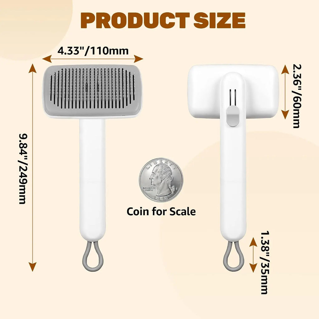 Dog & Cat Self-Cleaning Deshedding Slicker Comb - Universal 1-Click Release Brush for Shed Control, Easy Clean, No Hair Picking
