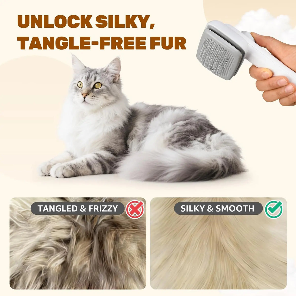 Dog & Cat Self-Cleaning Deshedding Slicker Comb - Universal 1-Click Release Brush for Shed Control, Easy Clean, No Hair Picking